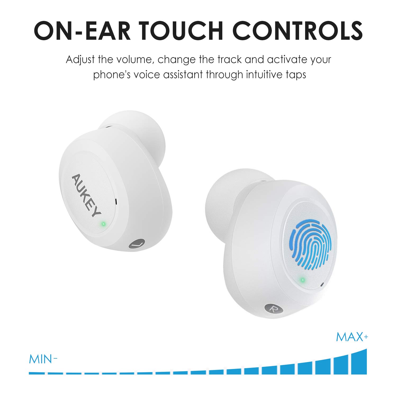 Aukey wireless earbuds online volume control